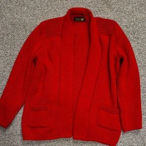 Alpaca Made In Peru Red Women's Sweater Cardigan 100% Alpaca Wool